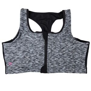 Ruby Ribbon Zip Sport Demiette Shadow Space Dye Gray Black Sports Bra 38 1791